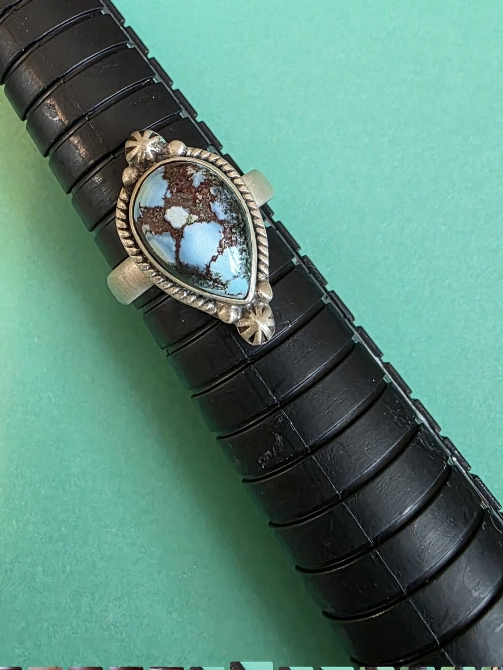 Turquoise Teardrop Silver Statement Ring